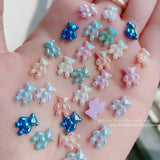 Daiiibabyyy 5pcs/bag Nail Art Pearly Shiny Bear Jewelry Flat Bottom Nail Rhinestones Aurora Colorful Cartoon Nail Decoration Accessories