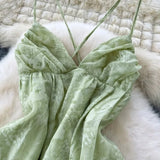 DAIIIBABYYY  -  Elegant V-neck Straps Vintage Sleeveless Chic Asymmetrical Ruffles Backless Slim Dresses French Vacation Women Fashion Clothing