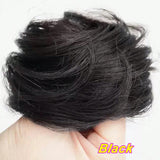 Daiiibabyyy  2PCS Messy Human Hair Bun Chignon With Elastic Rubber Band Stretchy 100% Human Hair Scrunchies Hair Bun Donut Elegant Ponytail
