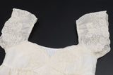 Daiiibabyyy  Summer French Vintage Flower Embroidery Solid V Neck Puff Sleeve Temperament Dresses