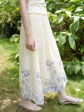 Daiiibabyyy  French Vacation Flower Print Hollow Out Loose All Match  High Waist Fashion Skirts
