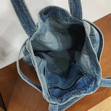 Daiiibabyyy  Casual Handbag Large Capacity Denim Tote Bag Fashion Everything High Appearance Level Shoulder Bag Commuter Underarm Bag