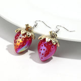 Daiiibabyyy  Boho Acrylic Colorful Transparent Strawberry Dangle Earrings for Women Fashion Resin Shiny Fruit Pendant Earring Lovely Jewelry