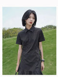 Daiiibabyyy  Shirt Collar Dress New Summer Design Little Black Dress China-Chic Style  birthday dress for women