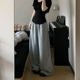 Daiiibabyyy  Loose High Waist Grey Sweatpants Women 2025 Casual Wide Leg Sport Pants Women Korean Fashion Streetwear Oversize Trousers Mujer