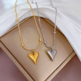 Daiiibabyyy Fashion Luxury Design Heart Pendant Necklace for Women Simple Stainless Steel Romantic Gold Love Necklace Girls Jewelry Gift