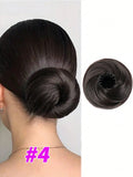 Daiiibabyyy  Adjustable Synthetic Bun Ponytail Wig For Women Magic Bird's Nest Shaped Hair Bun With Circle Elastic Clips Straight Donut Updo