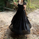 Daiiibabyyy  French dress spring new waist square collar design thin backless long floral  maxi dresses for women