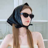 Daiiibabyyy  Black High-end Hairbands Turban Scarf Women Temperament Triangle Scarf Girls Photo Styling Bandana Hair Accessories Headwear