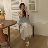 DAIIIBABYYY  -  French Sweet Temperament Bow Double Hem Small Suspender Women Summer New Gentle Loose Vest Sleeveless Top