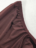 DAIIIBABYYY  -  Solid Sexy Temperament Spliced Fold Mini Dress V Neck Long Sleeves High Waist Slimming Elegant Dresses Female Fashion New