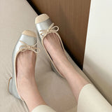 DAIIIBABYYY  -  French Square Toe Bow Flats Shoes 2024 New Autumn Shallow Fairy All-match Gentle Office Dress Low Heels Pumps Female Ballerina