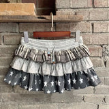 Daiiibabyyy  New American Style Girl Vintage Gray Tone Retro Polka Dot Striped Star Patchwork Bead Cake Skirt Women