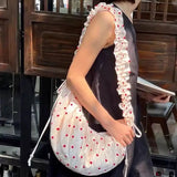 Daiiibabyyy  Polka Dot Shoulder Bag Ruched Sac Femme Crossbody Bags for Woman Daily Using Underarm Bolso Korean Zipper Bolsos De Mujer