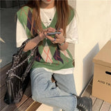 Daiiibabyyy  Knit Vests for Women V-Neck Pullover Fashion Waistcoat Clothing Sales The Trip New In Outerwears Y2k Elegant 2025 Lady Sweaters