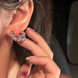 DAIIIBABYYY  -  Exquisite Clear Heart-shaped Cubic Zirconia Hoop Earrings New Trending Sliver Color Plated Wedding Party Ear Accessories