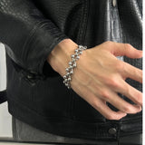 Daiiibabyyy  Punk Hollow Ball Titanium Steel Gothic Style Bracelet Non fading Hip Hop Bracelet For Men Women Girls Party Jewelry Accessories