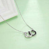 DAIIIBABYYY  -  Cute Double Horseshoe W-shaped Clavicle Stainless Steel Necklace Women's Fashion Simple Lucky Water Diamond Gift