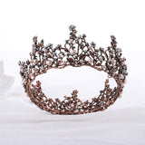 Daiiibabyyy  Baroque Pink Black Crystal Rhinestone Round Crown Tiara Hair Jewelry Wedding Hair Accessories Bridal Queen Party Crowns