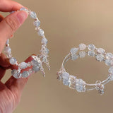 DAIIIBABYYY  -  Fashion Korean Sweet Crystal Beads Bracelet for Women Exquisite Feather Butterfly Tassel Charm Bracelet Girls Party Jewelry Gift