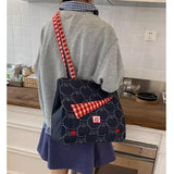 Daiiibabyyy  Contrast Plaid Bags for Woman Underarm Shoulder Bag Apple Pattern Bolsos mujer Tote Sac Femme Commuter Bolsas Youth Bolsa