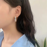 Daiiibabyyy  Exquisite Gold Plated C-ring Earrings Fashion Temperament Colorful Zircon Earrings Wedding Jewelry Accessories Valentine's Gift