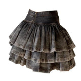DAIIIBABYYY  -  2024 Summer Korean Retro Minimalist Fashion Sweet Short Skirt High Waist Panel Hundred Pleats Distressed Women's Mini Skirts
