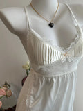 Daiiibabyyy  V-neck Ruffled Nightdress Beautiful Back Suspender Night Dress Sexy Silk Slim Fit Casual Loungewear Women Homewear Night Suits
