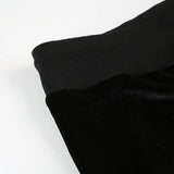 Daiiibabyyy  Women's Low Waist Pants Black Slight Flare Trousers Star Embellished Velvet Pants Drawstring Waist Wide Leg Flared Pants