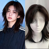 Daiiibabyyy  Synthetic Cosplay Wig Silver Women Wigs Hair Extensions Lace Front Wig Wolf Cut Hairstyle with Hair Bangs for Women Cosplay Use