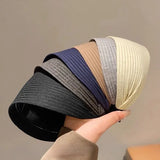 DAIIIBABYYY  -  New Soft Wide Knitting Cotton Hairbands for Women Girls Korean Neutral Solid Turban with Teeth Head Band Headwear Accessories