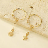 Daiiibabyyy  Adjustable Link Chain Rings For Female Women INS New Trendy Gold Color Shell Starfish Charms Thin Stack Ring Finger Jewelry Gift