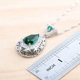 Daiiibabyyy Wedding Silver 925 Green Zircon Jewelry Sets For Women Bridal Earrings Rings Pendant Necklace Stone Bracelets Set