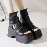 Daiiibabyyy  Fashion Women's Shoes Peep Toe Women's Sandals Summer Platform High Heels Sandals Casual High Top Solid Shoes Zapatos Mujer