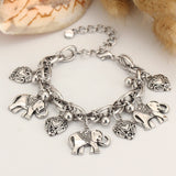Daiiibabyyy Vintage Silver Color Anklets for Women Elephant Pendant Charms Feet Chain Beach Summer Foot Ankle Bracelet Wholesale Jewelry