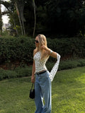 Daiiibabyyy  Ladies Elegant Halter Neck Top Polka Dot Print Sleeveless Tie Neck Ruched Slim Fit Casual Streetwear Summer New Chic Tops