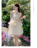DAIIIBABYYY  -  Sweet Fairy Mini Dress Elegant Strapless Off Shoulder Princess Ruffles Birthday Party Dresses Summer Ball Gown Short Vestidos