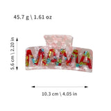 Daiiibabyyy  Fashion Square MAMA Hair Claw Retro Ponytail Clip Acetic Acid Shark Clip Leopard Print Colorful Geometry Hair Claw Daily