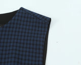 Daiiibabyyy  autumn new women's fashion elegant style round neck sleeveless plaid layered decorative short dress