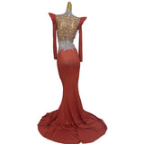 DAIIIBABYYY  -  Sexy Shiny Rhinestones Pearls Party Dress Women's Evening Trumpet Dresses Stage Celebrate Gogo Costume Festival Outfits Jinghua