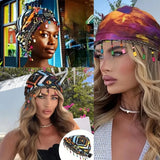 Versatile Elastic Colorful Beaded Headscarf Hijab Ethnic Style Pre-tie Head Wraps Hip-hop Dome Jacquard Pullover Cap Gifts
