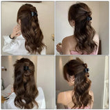 DAIIIBABYYY  -  Korean Fashion Women Hair Claw Lazy Feather Ponytail Claw Meatball Head Crab Clip Fake Hair Clamp High Ponytail Hair Accessories