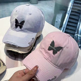 Daiiibabyyy Metal Butterfly Women Girls Street Fashion Retro Cap Baseball Sun Flat Cap Hat