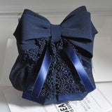 Daiiibabyyy  Professional Ribbon Ruffled Edges Hair Net Sweet Flower Bow Snood Headwear Ponytail Clip Hairgrips Cover Net Waiter