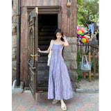 DAIIIBABYYY  -  Camis Dresses Purple Tie Dye Summer Off Shoulder Hot Girls Striped Dresses Casual Korean Fashion Skirts Sweet Female Clothing