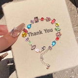 DAIIIBABYYY  -  Light Luxury Crystal Beads Necklace for Women Girl Colorful Zircon Bracelet Fine Jewelry Candy Color Y2K Chokers Birthday Gifts