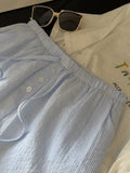 Daiiibabyyy  Summer Sweet Striped Print All Match Loose Casual  High Waist Straight Shorts
