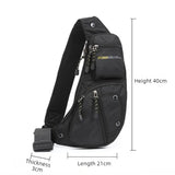 Daiiibabyyy  Portable Nylon Men Chest Bag Multi Compartment Large Capacity Shoulder Bag Adjustable Strap Multi Storage Pouch Outdoor Sports