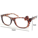 Y2K Vintage Leopard Cat Glasses Bowknot Costumes Cosplay No Lenses Eyeglasses Sweet Girls Cartoon Big Eyewear Fashion Glasses