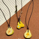 Daiiibabyyy  Ceramic fruit skin rope pendant with adjustable necklace